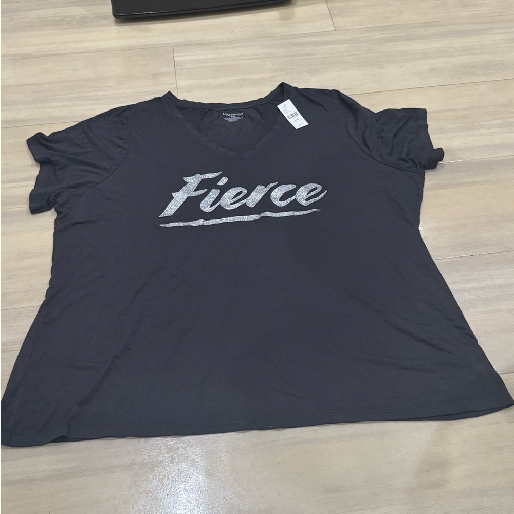 Lane Bryant Black Fierce V-Neck Tee